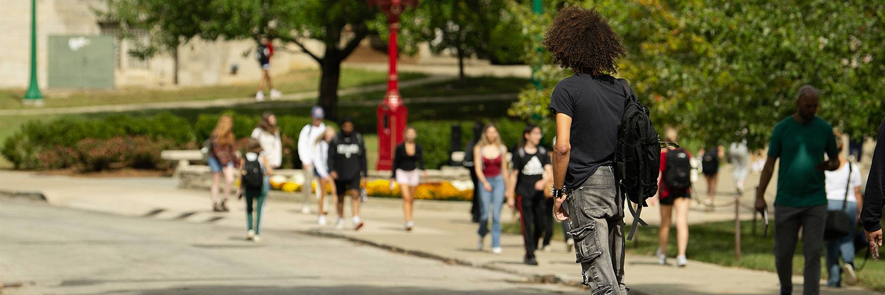 Students walking on Indiana University's campus